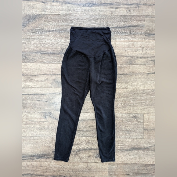 Old Navy Maternity Medium Black Jersey Knit Leggings Full Panel Pants Stretchy - Picture 4 of 8